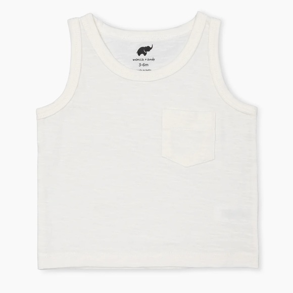 🆕 EUC Monica + Andy unisex solid white tank top with pocket 5T - Picture 2 of 8